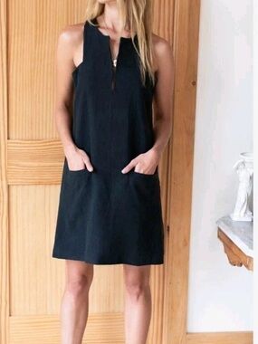 Emerson Fry Black Cut Out Mod Mini Dress Size XS 100% Cotton Twill Sleeveless